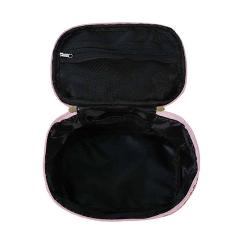 CB034 Private Label Golden Tweed Fabric Square Cosmetic Train Case